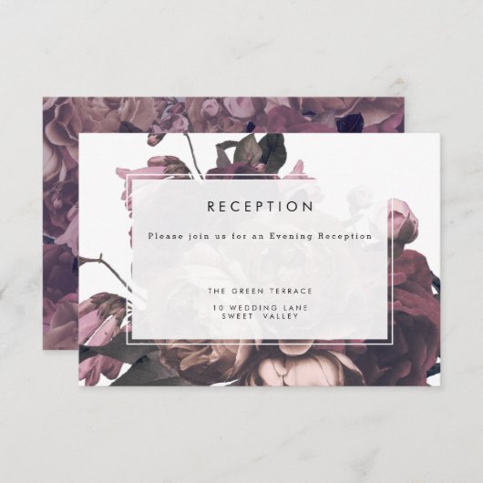 パープルファンタジーウェディングレセプションカード エンクロージャーカード (正面/裏面)