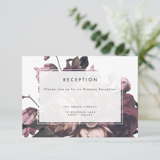 パープルファンタジーウェディングレセプションカード エンクロージャーカード (スタンド正面)