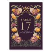 パープルファンタジーエンチャント庭園の結婚式 テーブルナンバー (裏面)