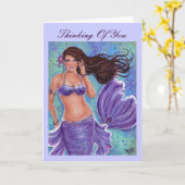 パープルファンタジーマーメイドグリーティングカードバイレニー カード (黄色い花)