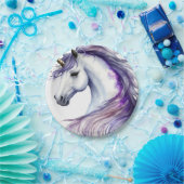 パープルファンタジーユニコーン誕生日パーティー ペーパープレート (パーティー)