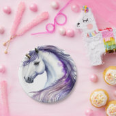 パープルファンタジーユニコーン誕生日パーティー ペーパープレート (パーティー)