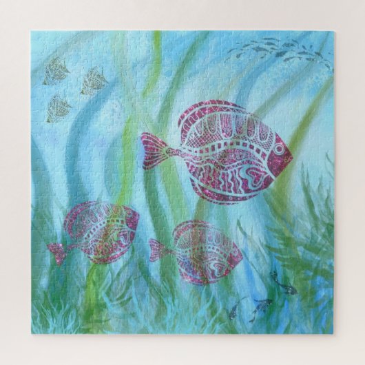 パープルフィッシュパズル – 美しい水中生活 ジグソーパズル (縦)