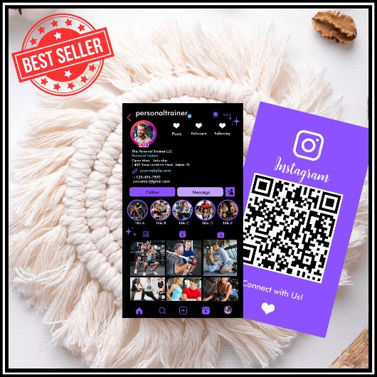 パープルフィットネスコーチInstagram QRコード 名刺