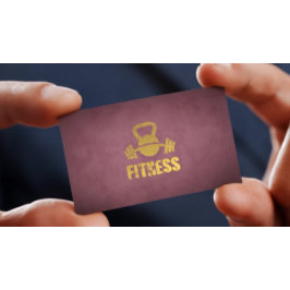 パープルフィットネスパーソナルトレーナーケトルベルバーベル 名刺