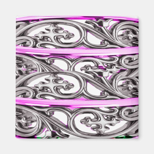 パープルフィリグラークロスパターンデザイン マグネット (正面)