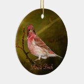 パープルフィンチ写真撮影ラウンド セラミックオーナメント (右)