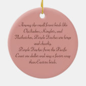 パープルフィンチ写真撮影ラウンド セラミックオーナメント (裏面)