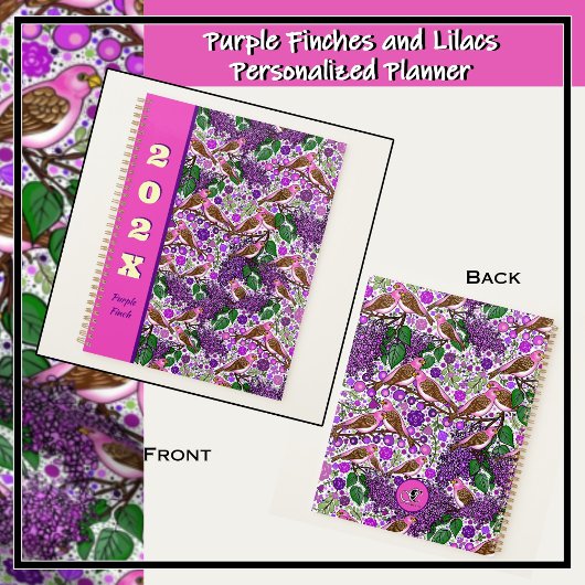 パープルフィンチ,ライラック – NH州バードアンドフラワー プランナー手帳