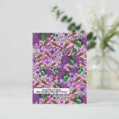 パープルフィンチ,ライラック – NH州バードアンドフラワー ポストカード (スタンド正面)