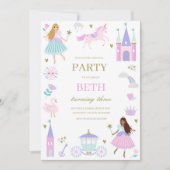 パープルフェアユタレプリンセスガール誕生日招待状 招待状 (正面)