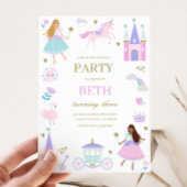 パープルフェアユタレプリンセスガール誕生日招待状 招待状