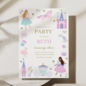 パープルフェアユタレプリンセスガール誕生日招待状 招待状