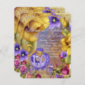 パープルフェアユタレプリンセスバースデーパーティー 招待状 (正面/裏面)