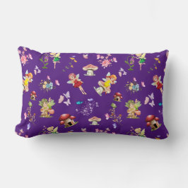 パープルフェアリーきのこハウスをテーマにした ランバークッション