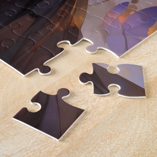 パープルフェアリーのアフリカ系アメリカファンタジーアート ジグソーパズル (側面)