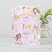 パープルフェアリーをテーマにした女の子2nd誕生日招待状 招待状 (スタンド正面)