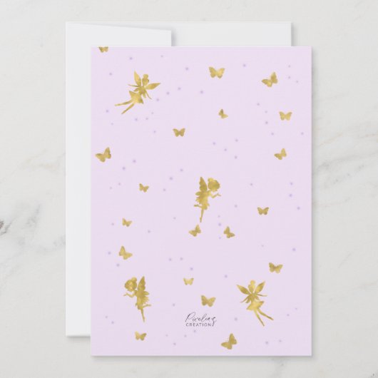 パープルフェアリーをテーマにした女の子2nd誕生日招待状 招待状 (裏面)