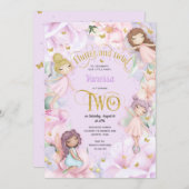 パープルフェアリーをテーマにした女の子2nd誕生日招待状 招待状 (正面/裏面)