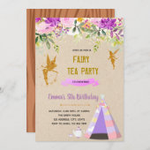 パープルフェアリーティーのお泊りパーティーテーマ サンキューカード (正面/裏面)