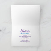 パープルフェアリーバタフライハート紙吹雪誕生日 招待状 (内部)