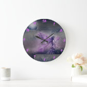 パープルフェアリーファンタジーアートウォールクロック ラージ壁時計 (ホーム)