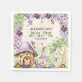 パープルフェアリーファーストベリーファースト誕生日 スタンダードカクテルナプキン (正面)