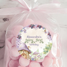 パープルフェアリーファーストベリーファースト誕生日 ラウンドシール