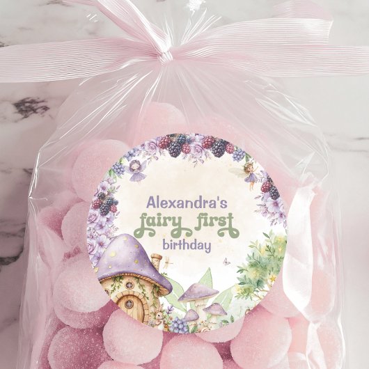 パープルフェアリーファーストベリーファースト誕生日 ラウンドシール