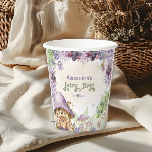 パープルフェアリーファーストベリーファースト誕生日 紙コップ