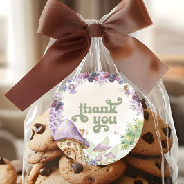 パープルフェアリー最初のベリーファースト誕生日ありがとう ラウンドシール