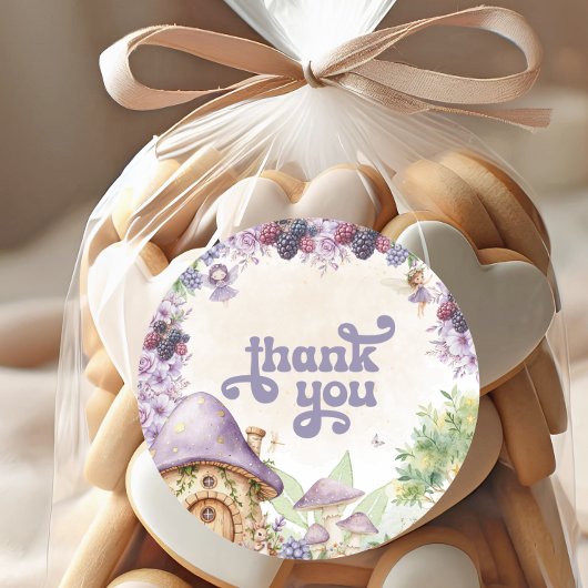 パープルフェアリー最初のベリーファースト誕生日ありがとう ラウンドシール