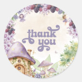 パープルフェアリー最初のベリーファースト誕生日ありがとう ラウンドシール (正面)