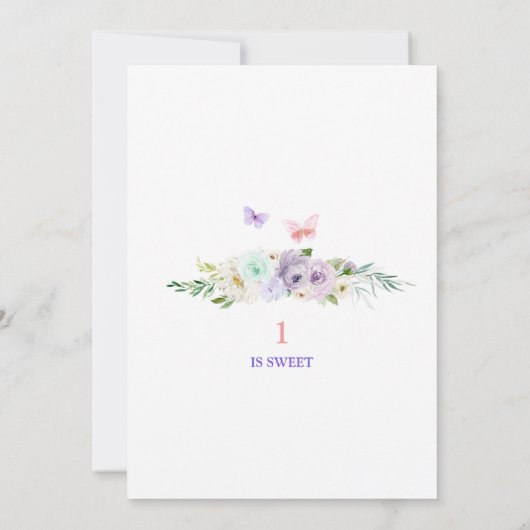 パープルフェアリー魔法ワン誕生日バタフライマジカル 招待状 (裏面)