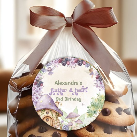 パープルフェアリー3番目のベリー3番目の誕生日 ラウンドシール