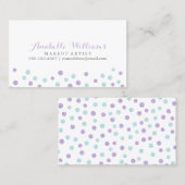 パープルフェイクとミントのグリッター紙吹雪ドット 名刺 (正面/裏面)