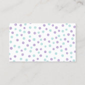 パープルフェイクとミントのグリッター紙吹雪ドット 名刺 (裏面)