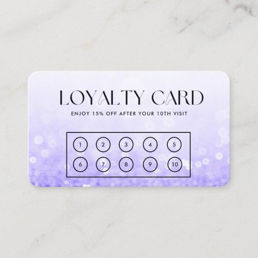 パープルフェイクグリッターエレガントロイヤリティカード 名刺 (正面)