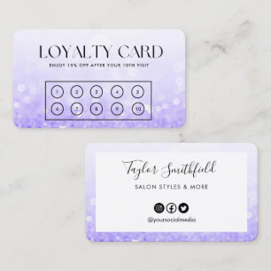 パープルフェイクグリッターエレガントロイヤリティカード 名刺