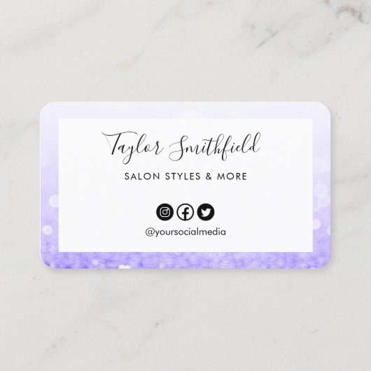 パープルフェイクグリッターエレガントロイヤリティカード 名刺 (裏面)