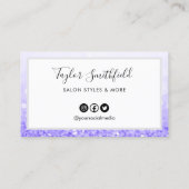 パープルフェイクグリッターカスタムロイヤリティカード 名刺 (裏面)