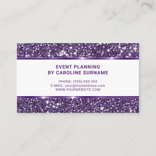 パープルフェイクグリッターグラマラーシックイベントプランナー 名刺 (裏面)