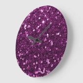 パープルフェイクグリッタースパークル ラージ壁時計 (傾斜)