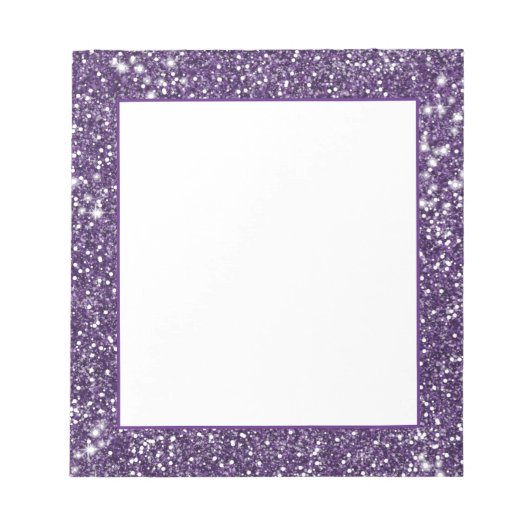 パープルフェイクグリッターテクスチャの外観 ノートパッド (正面)