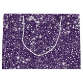 パープルフェイクグリッターテクスチャの外観 ラージペーパーバッグ (正面)