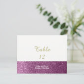 パープルフェイクグリッターテーブルのシーティングカード ポストカード (スタンド正面)