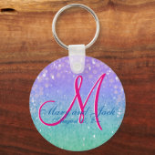 パープルフェイクグリッターパティオランタン紙吹雪グラム キーホルダー (正面)