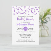 パープルフェイクグリッターブライダルシャワー 招待状 (スタンド正面)