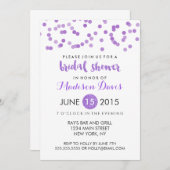 パープルフェイクグリッターブライダルシャワー 招待状 (正面/裏面)