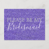 パープルフェイクグリッターブライドメイド提案 インビテーションポストカード (正面)